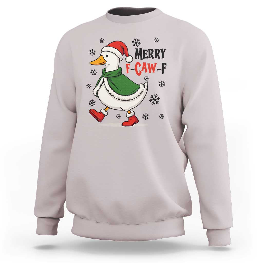 Merry F Caw F Duck Lover Sweatshirt Funny Christmas Gift - Wonder Print Shop