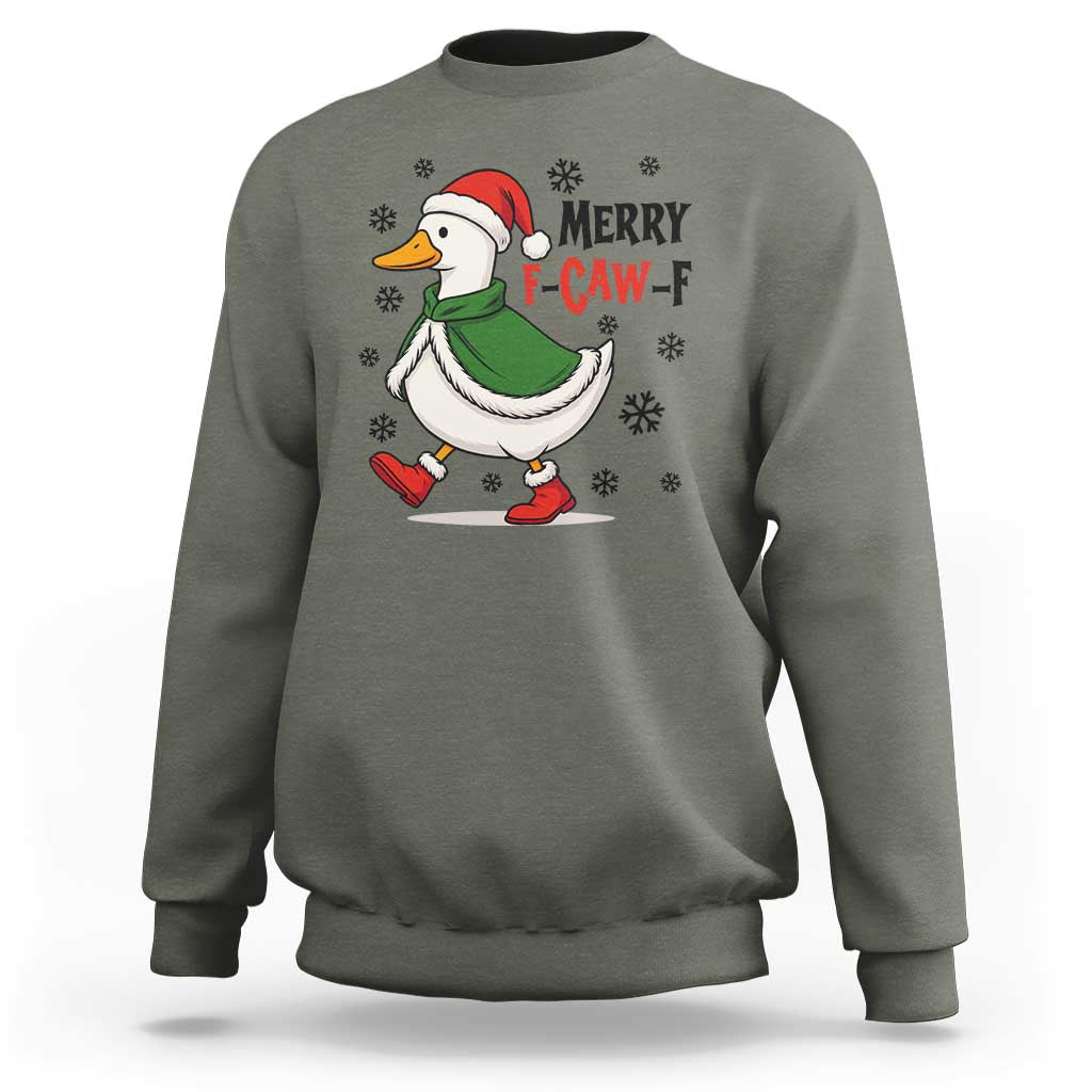 Merry F Caw F Duck Lover Sweatshirt Funny Christmas Gift - Wonder Print Shop