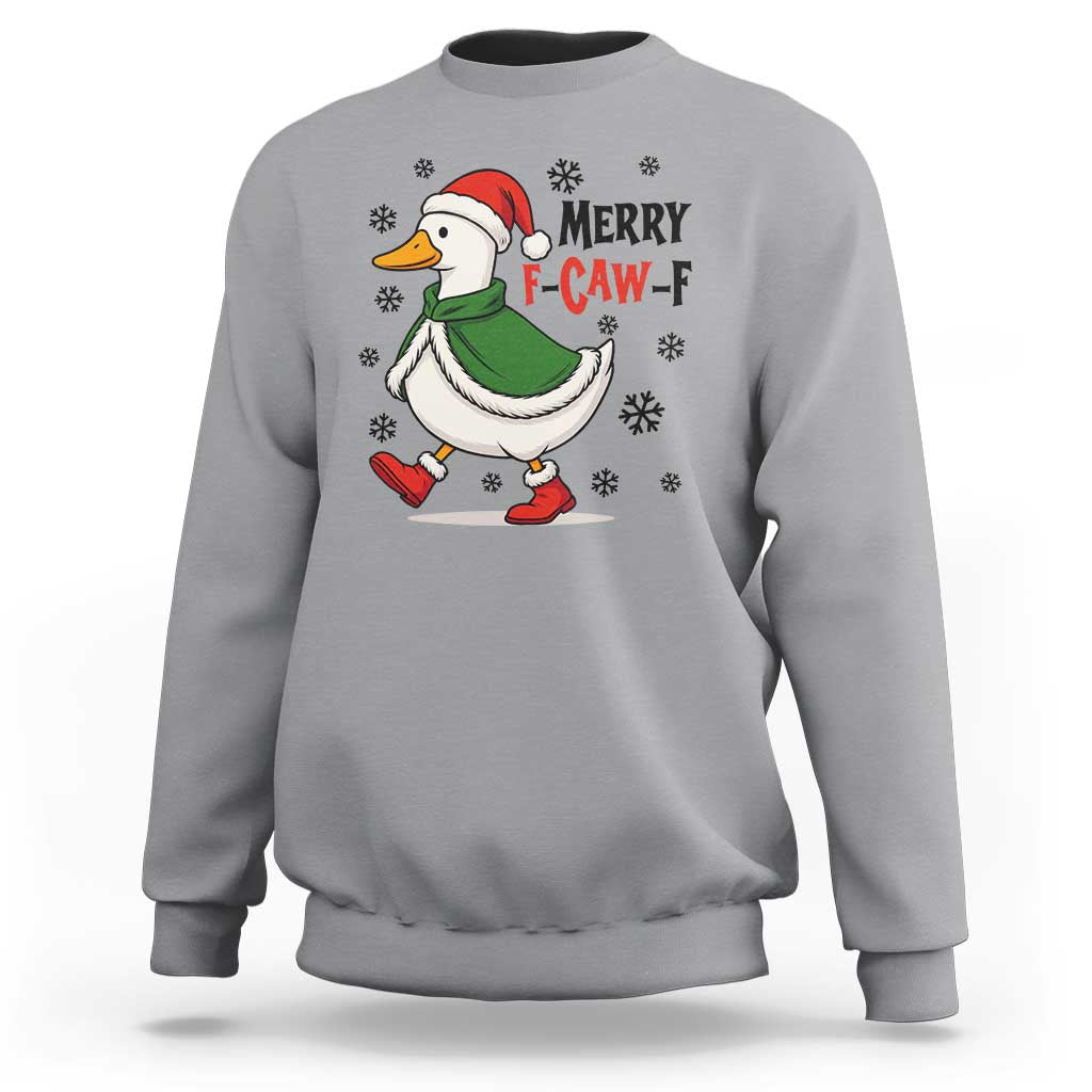 Merry F Caw F Duck Lover Sweatshirt Funny Christmas Gift - Wonder Print Shop