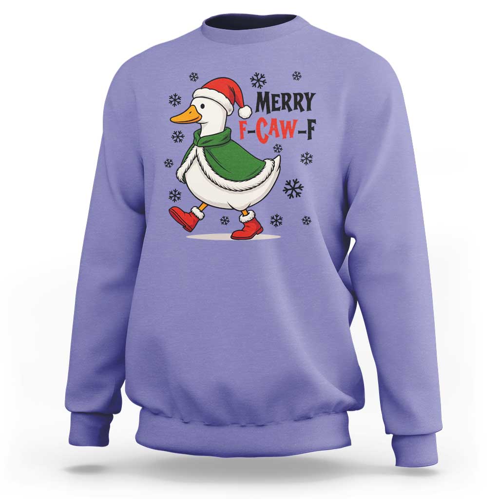 Merry F Caw F Duck Lover Sweatshirt Funny Christmas Gift - Wonder Print Shop