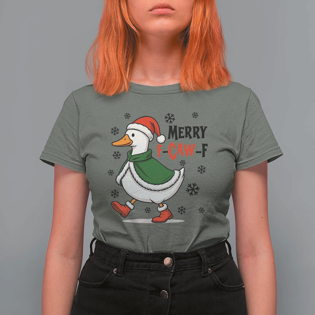 Merry F Caw F Duck Lover T Shirt For Women Funny Christmas Gift - Wonder Print Shop