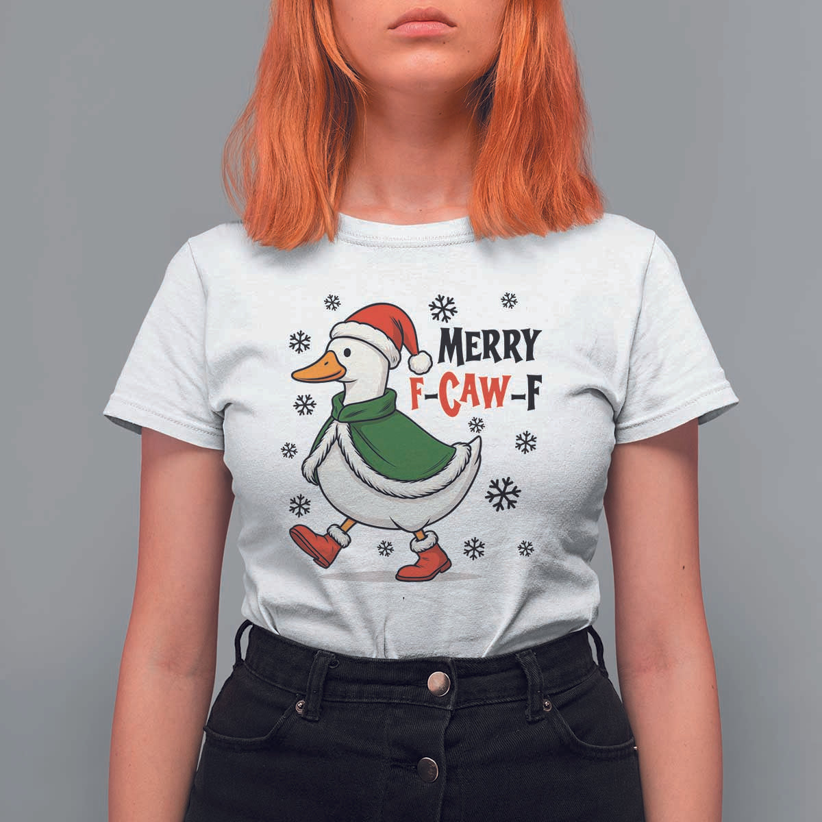 Merry F Caw F Duck Lover T Shirt For Women Funny Christmas Gift - Wonder Print Shop
