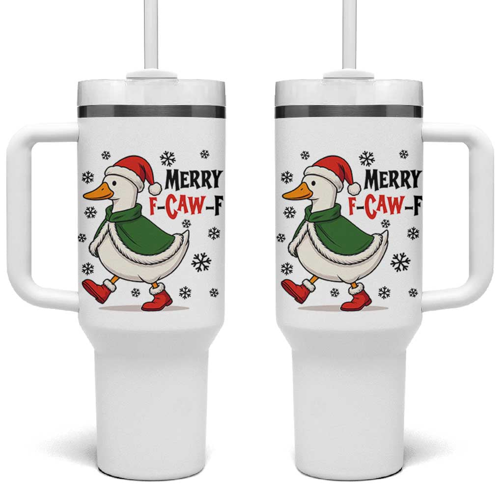 Merry F Caw F Duck Lover Tumbler With Handle Funny Christmas Gift - Wonder Print Shop