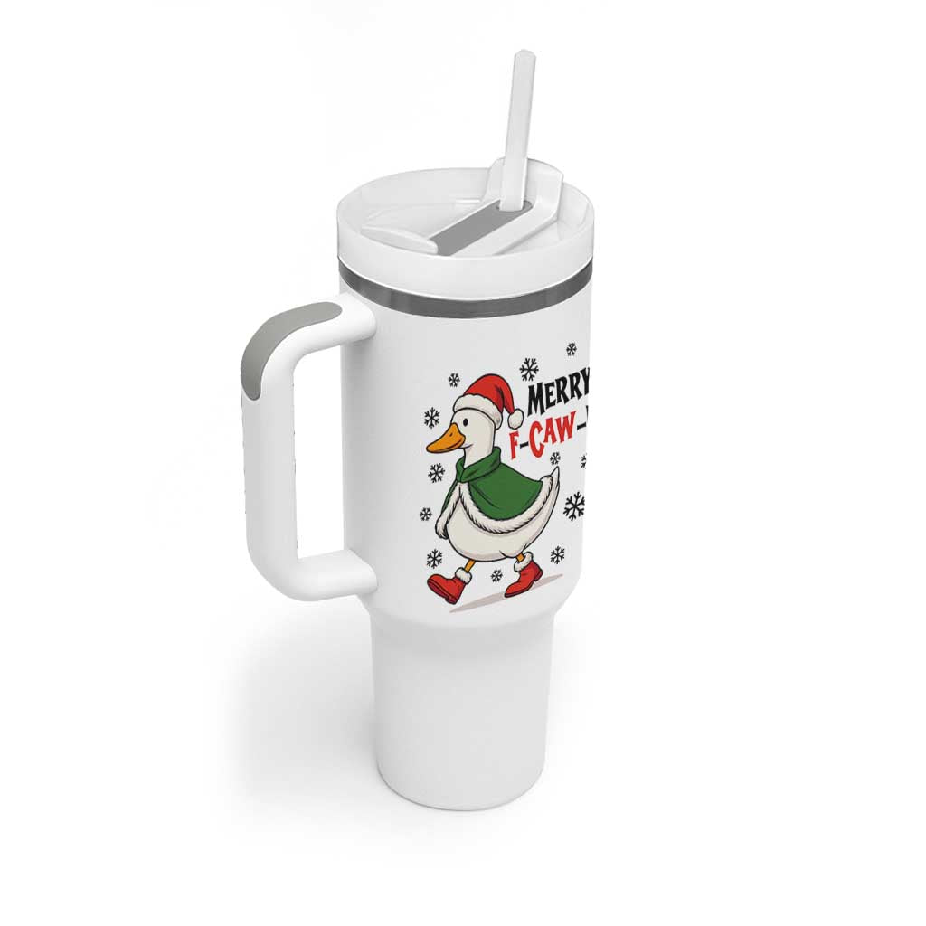 Merry F Caw F Duck Lover Tumbler With Handle Funny Christmas Gift - Wonder Print Shop
