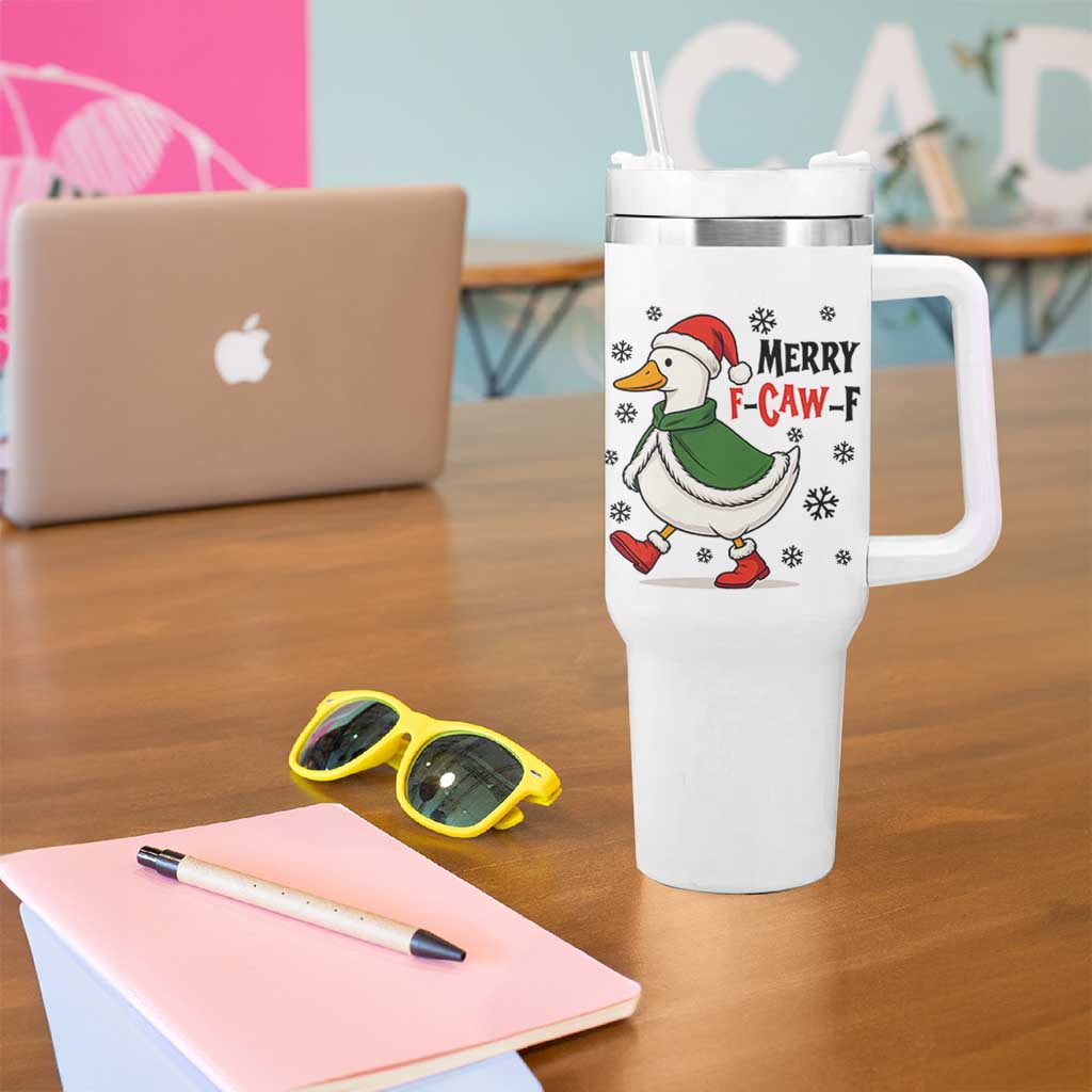 Merry F Caw F Duck Lover Tumbler With Handle Funny Christmas Gift - Wonder Print Shop