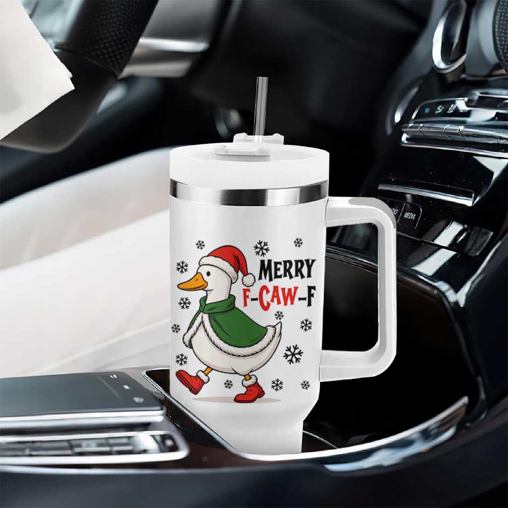 Merry F Caw F Duck Lover Tumbler With Handle Funny Christmas Gift - Wonder Print Shop