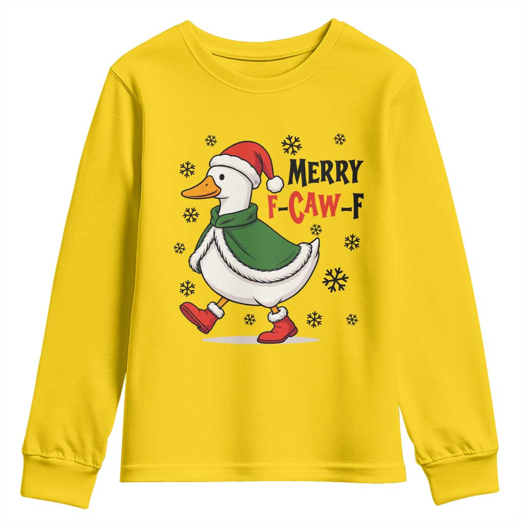 Merry F Caw F Duck Lover Youth Sweatshirt Funny Christmas Gift - Wonder Print Shop