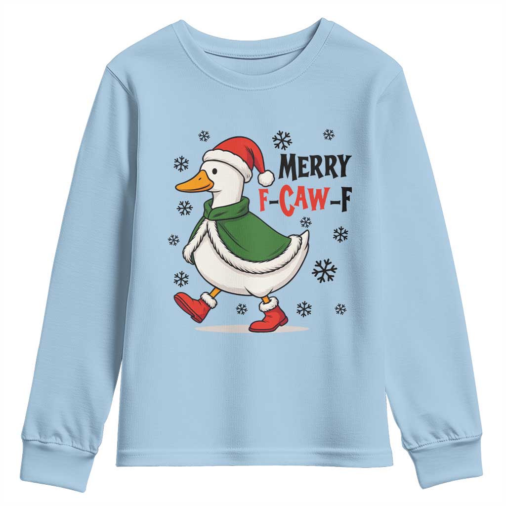 Merry F Caw F Duck Lover Youth Sweatshirt Funny Christmas Gift - Wonder Print Shop