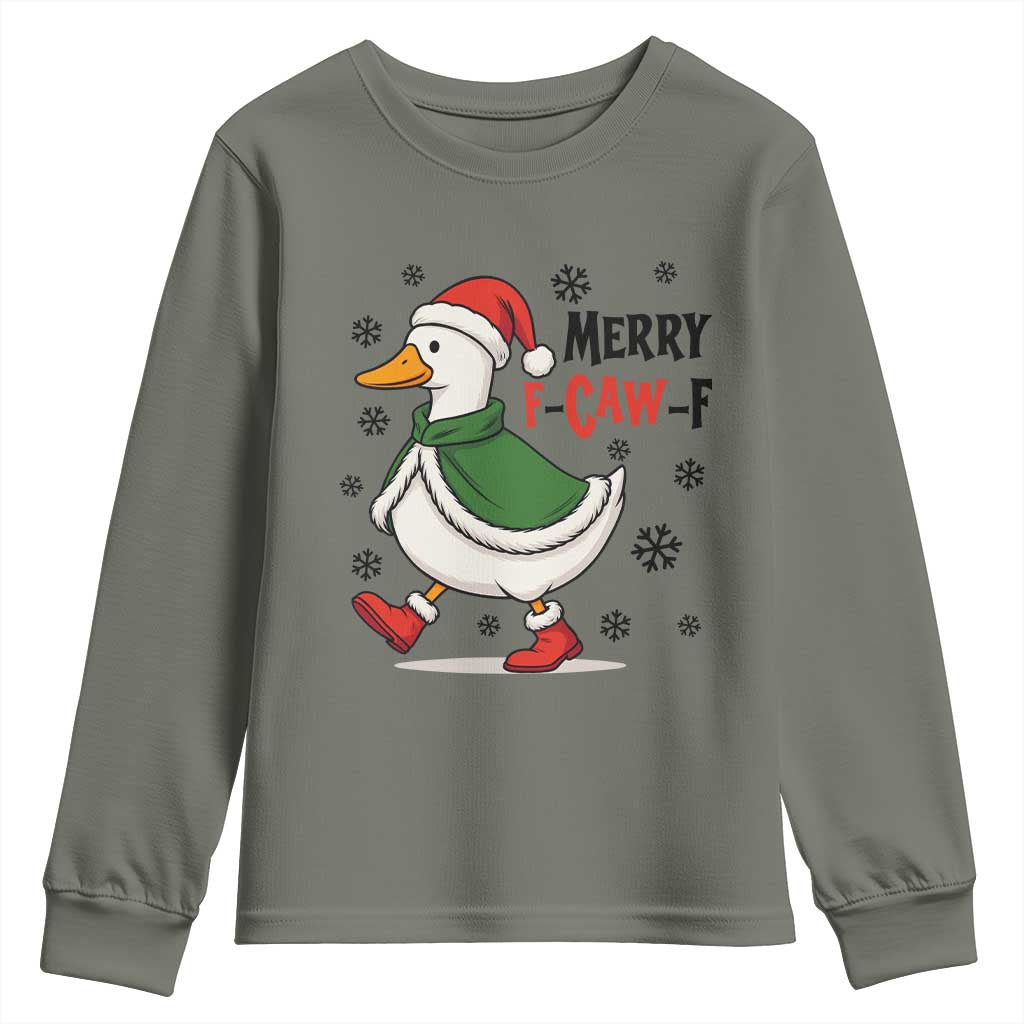 Merry F Caw F Duck Lover Youth Sweatshirt Funny Christmas Gift - Wonder Print Shop