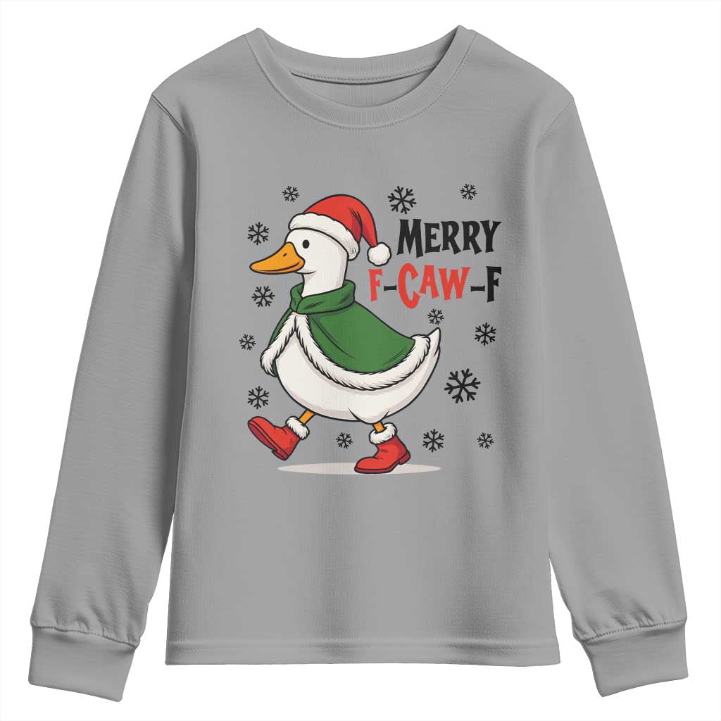 Merry F Caw F Duck Lover Youth Sweatshirt Funny Christmas Gift - Wonder Print Shop
