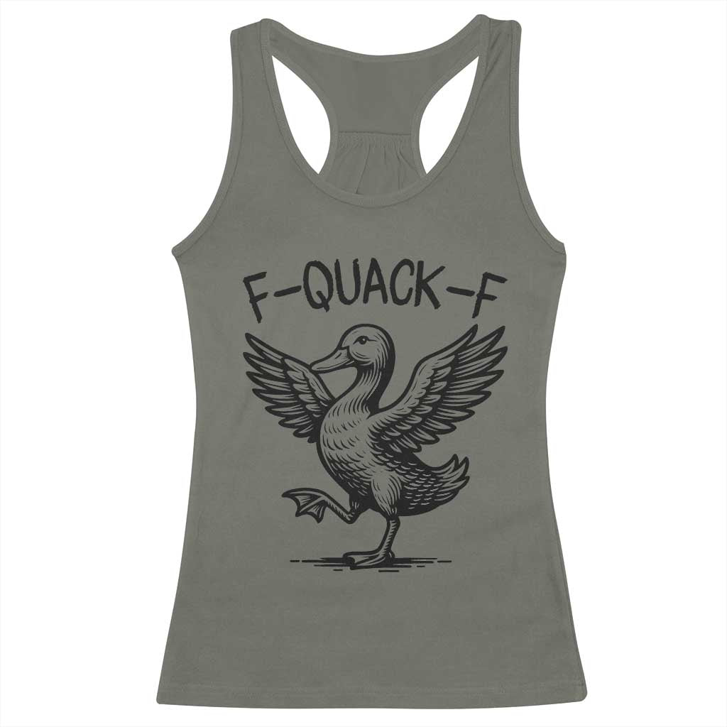 Funny F Quack F Duck Lover Sarcastic Joke Gift Racerback Tank Top - Wonder Print Shop