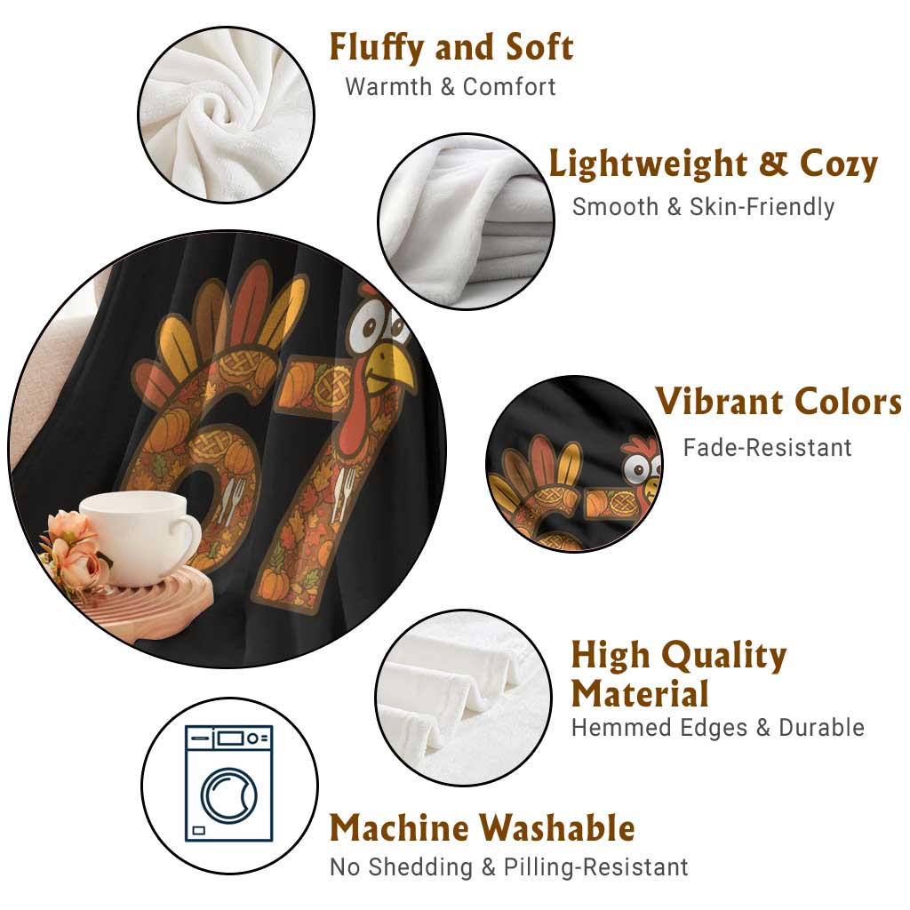 Six And Seven Meme Turkey Throw Blanket Funny Thanksgiving Gift - Wonder Print Shop