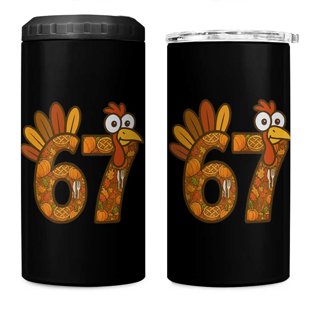 Six And Seven Meme Turkey 4 in 1 Can Cooler Tumbler Funny Thanksgiving Gift - Wonder Print Shop