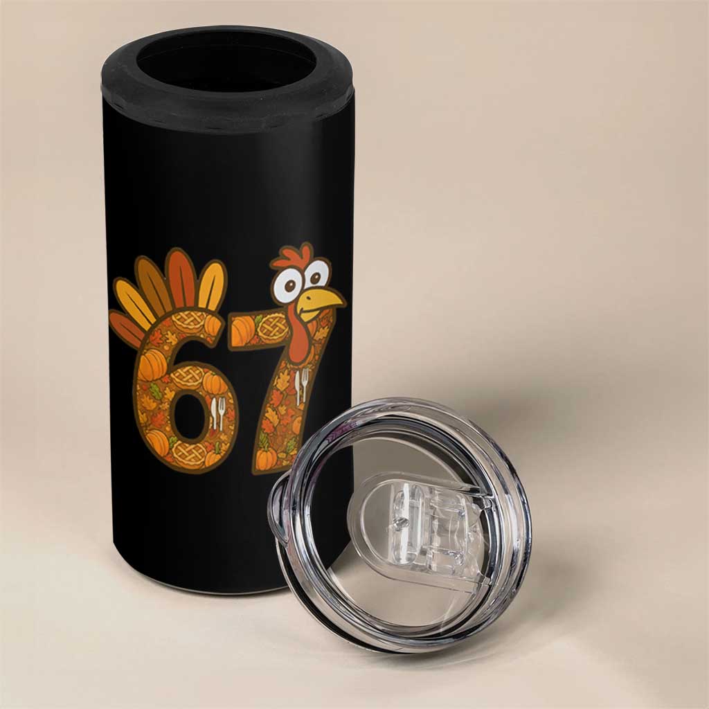 Six And Seven Meme Turkey 4 in 1 Can Cooler Tumbler Funny Thanksgiving Gift - Wonder Print Shop