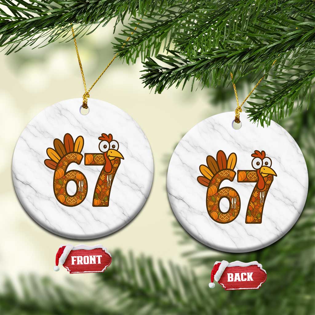 Six And Seven Meme Turkey Ceramic Ornament Funny Thanksgiving Gift - Wonder Print Shop