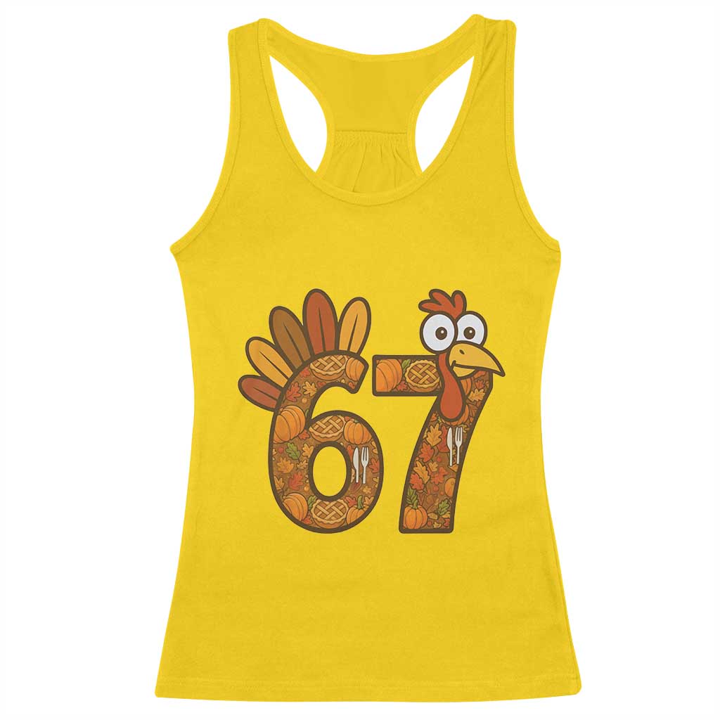 Six And Seven Meme Turkey Racerback Tank Top Funny Thanksgiving Gift - Wonder Print Shop