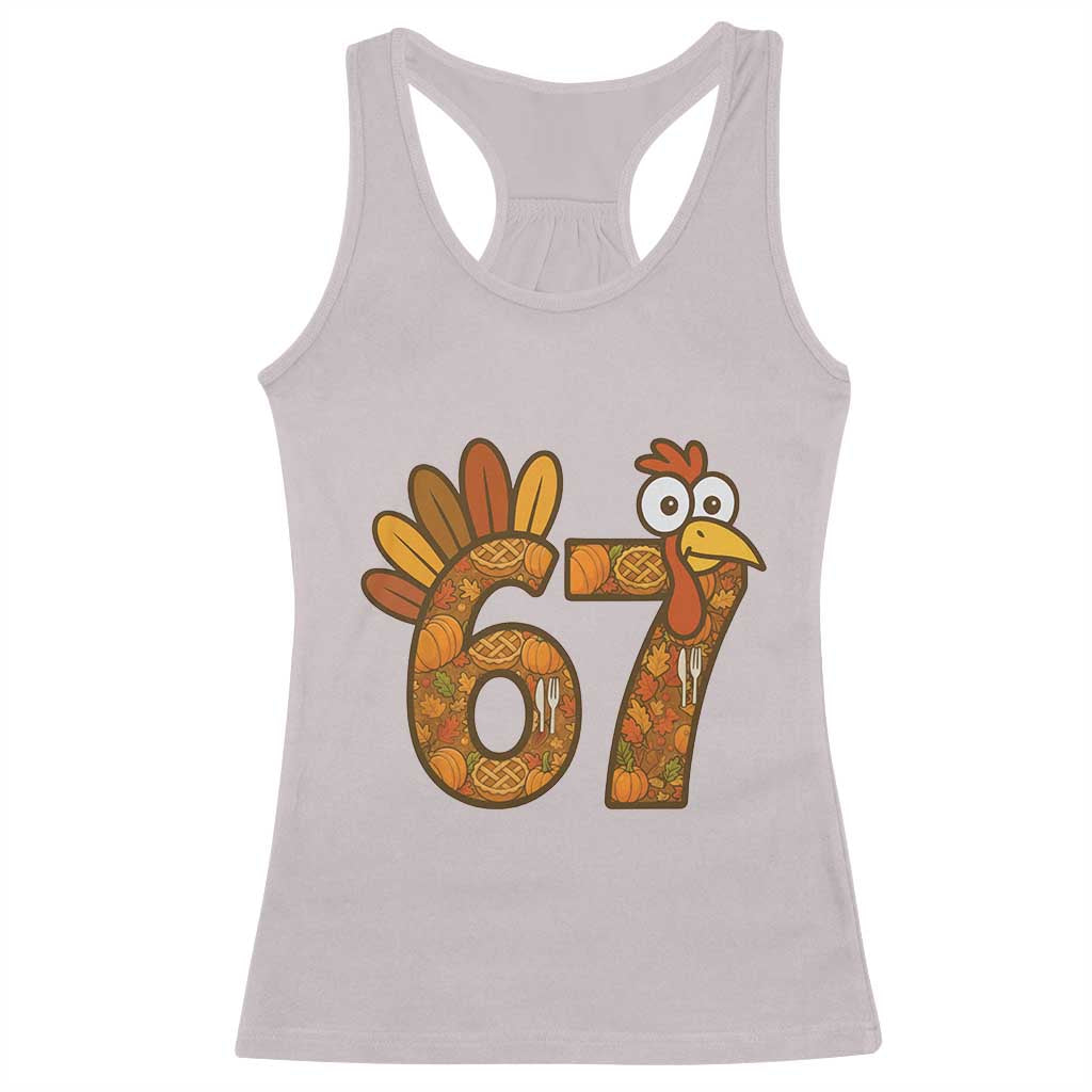 Six And Seven Meme Turkey Racerback Tank Top Funny Thanksgiving Gift - Wonder Print Shop