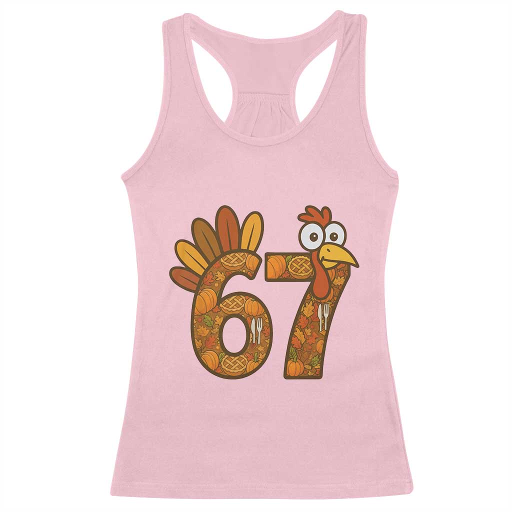 Six And Seven Meme Turkey Racerback Tank Top Funny Thanksgiving Gift - Wonder Print Shop