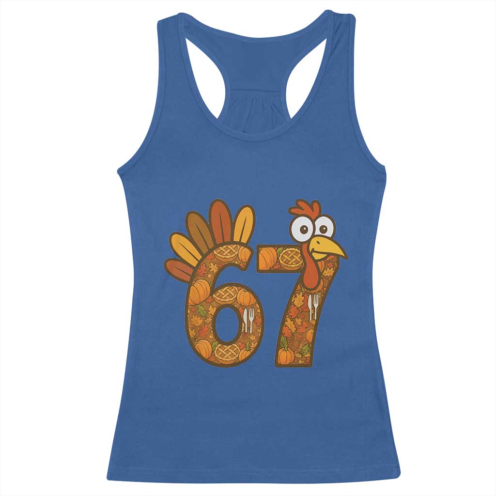 Six And Seven Meme Turkey Racerback Tank Top Funny Thanksgiving Gift - Wonder Print Shop