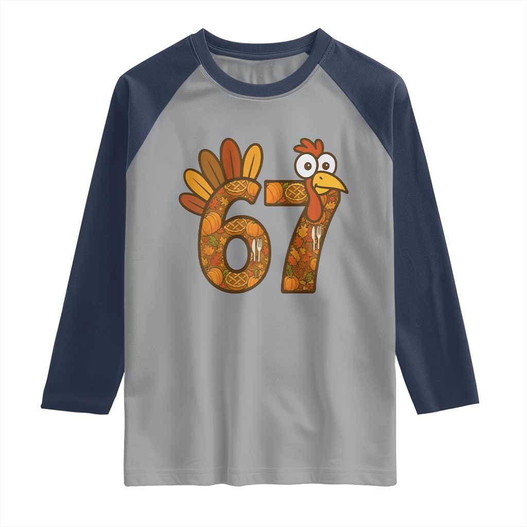 Six And Seven Meme Turkey Raglan Shirt Funny Thanksgiving Gift - Wonder Print Shop