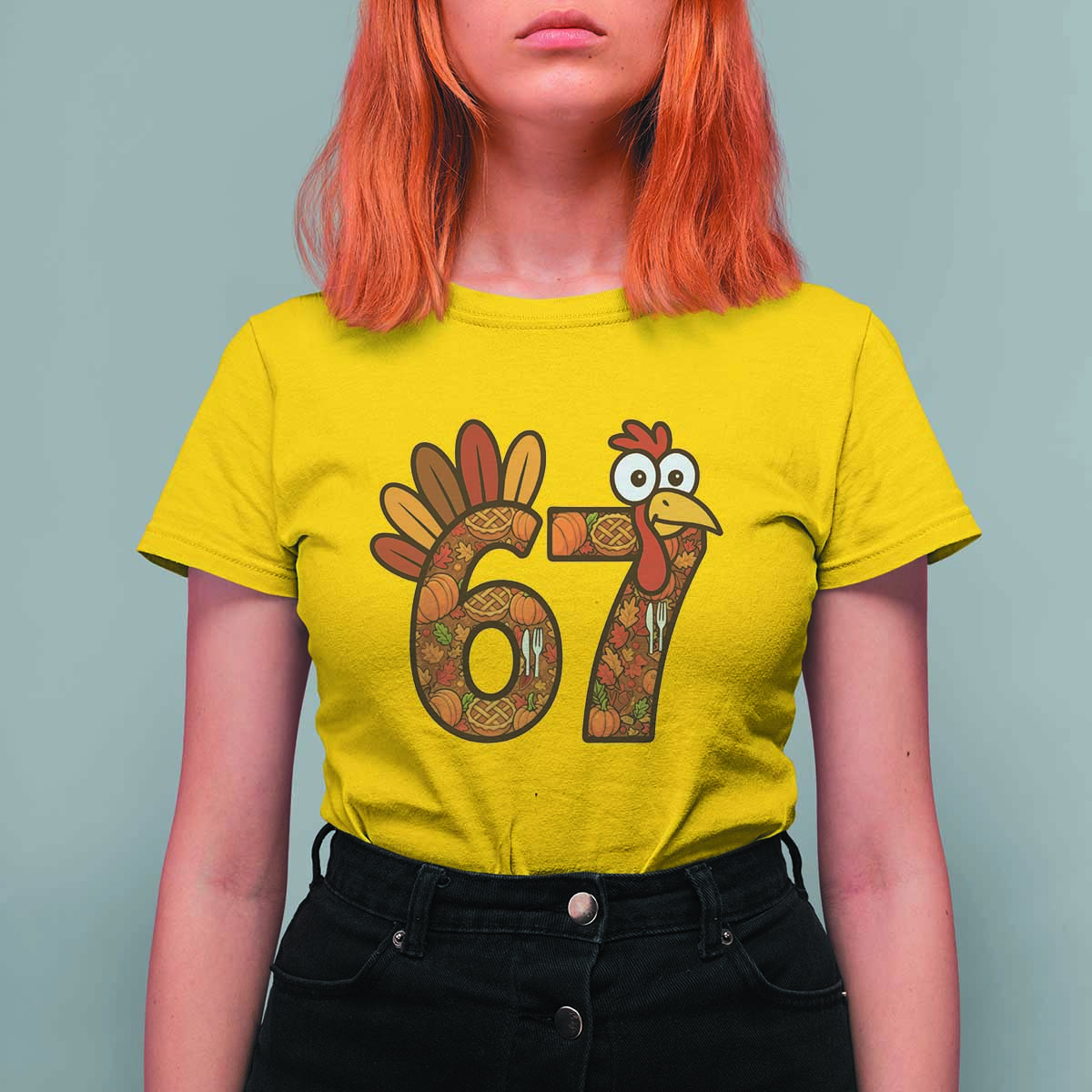 Six And Seven Meme Turkey T Shirt For Women Funny Thanksgiving Gift - Wonder Print Shop