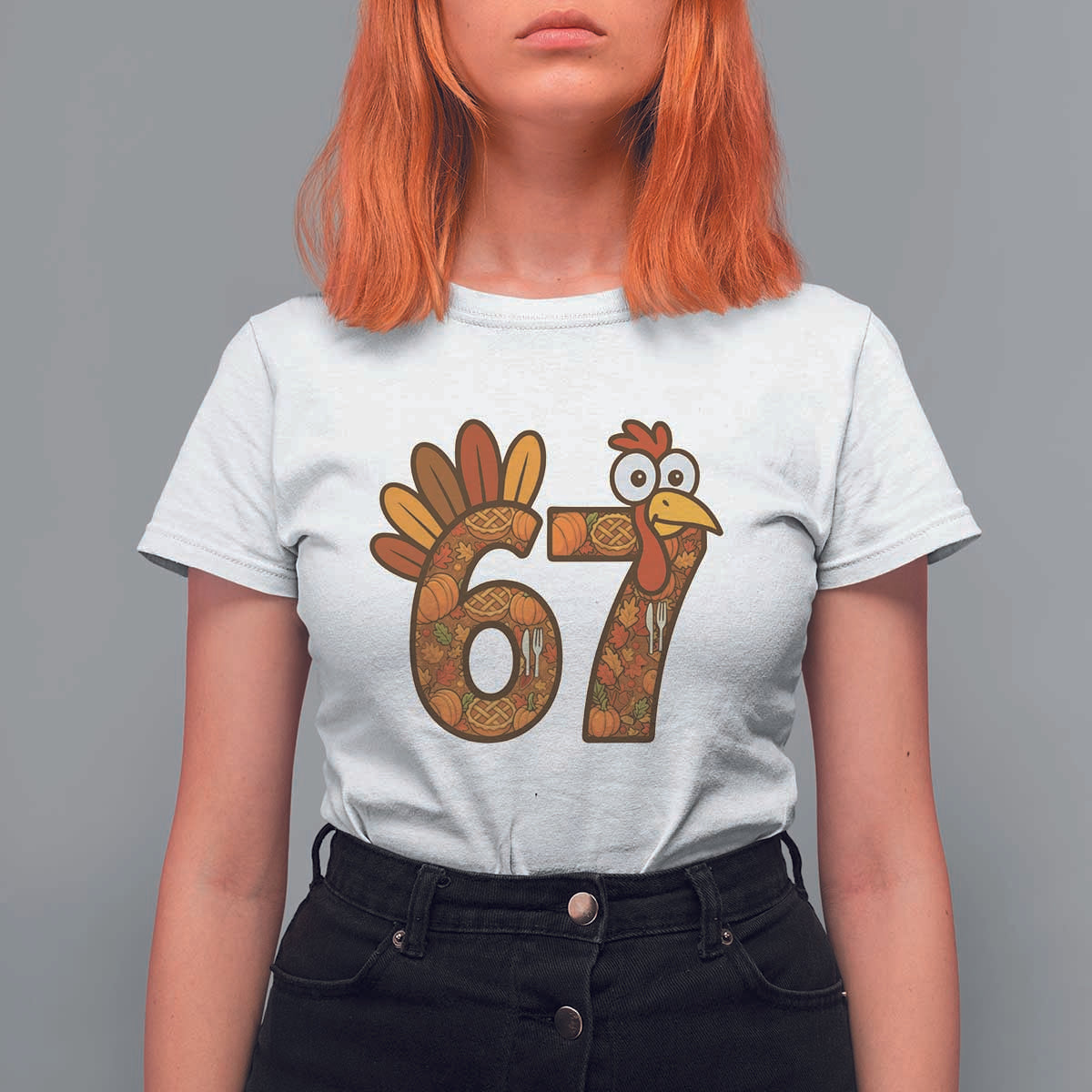 Six And Seven Meme Turkey T Shirt For Women Funny Thanksgiving Gift - Wonder Print Shop