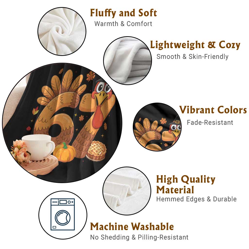 Funny Turkey Six And Seven Meme Throw Blanket Thanksgiving Gift - Wonder Print Shop