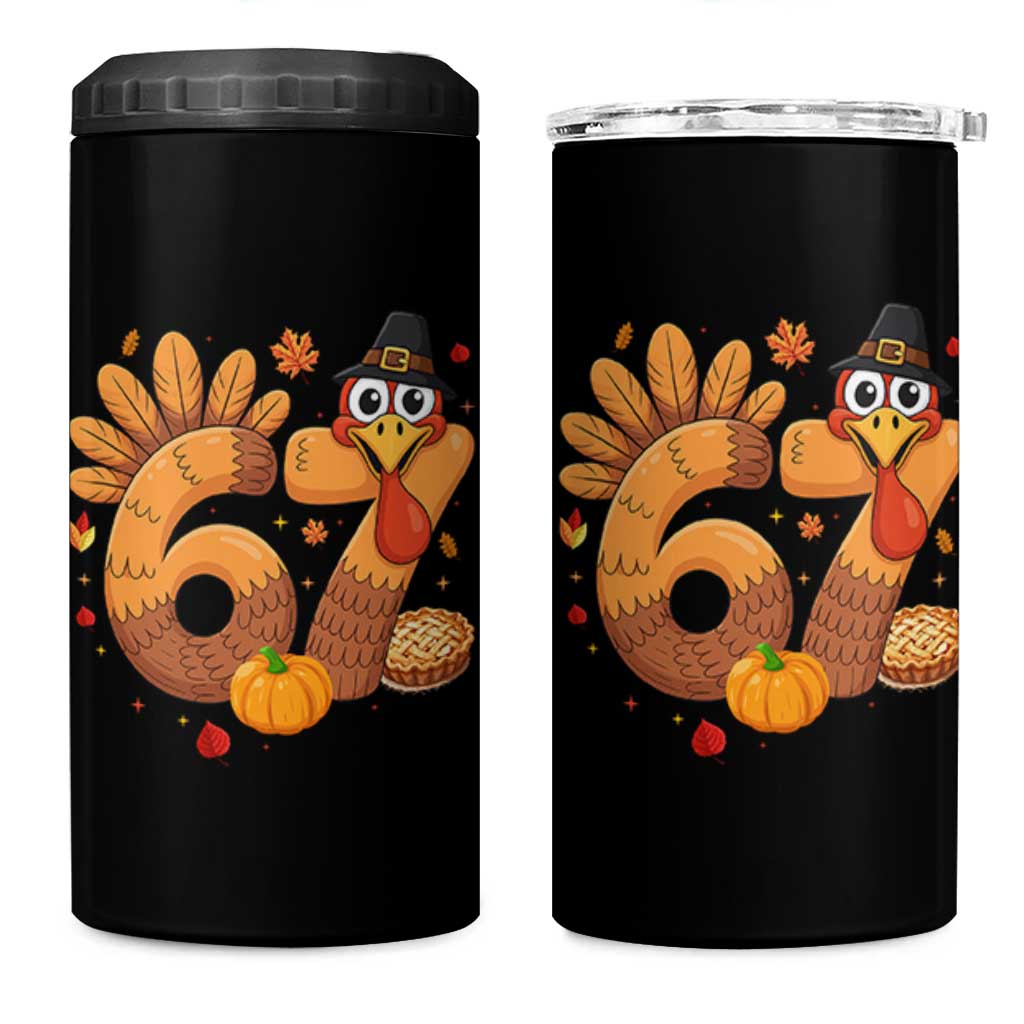 Funny Turkey Six And Seven Meme 4 in 1 Can Cooler Tumbler Thanksgiving Gift - Wonder Print Shop