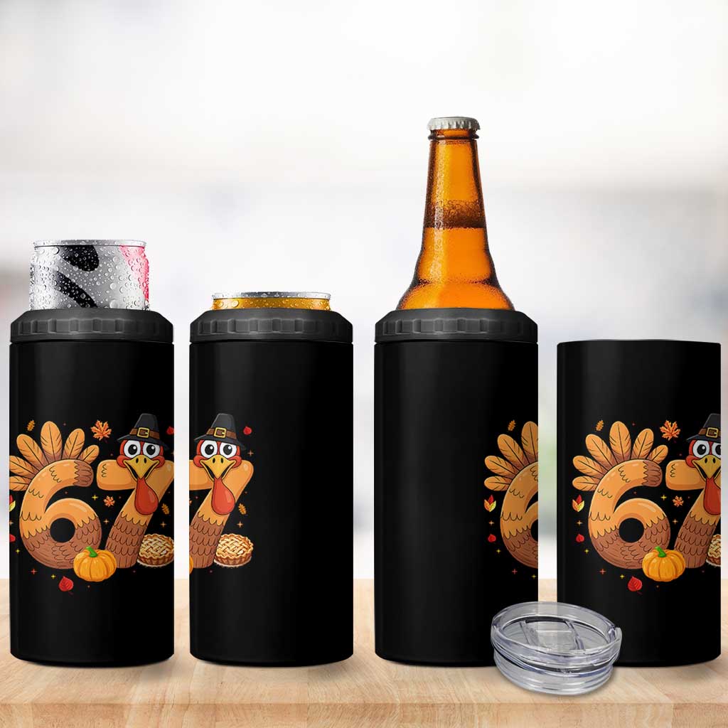 Funny Turkey Six And Seven Meme 4 in 1 Can Cooler Tumbler Thanksgiving Gift - Wonder Print Shop