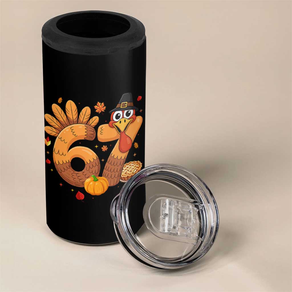 Funny Turkey Six And Seven Meme 4 in 1 Can Cooler Tumbler Thanksgiving Gift - Wonder Print Shop