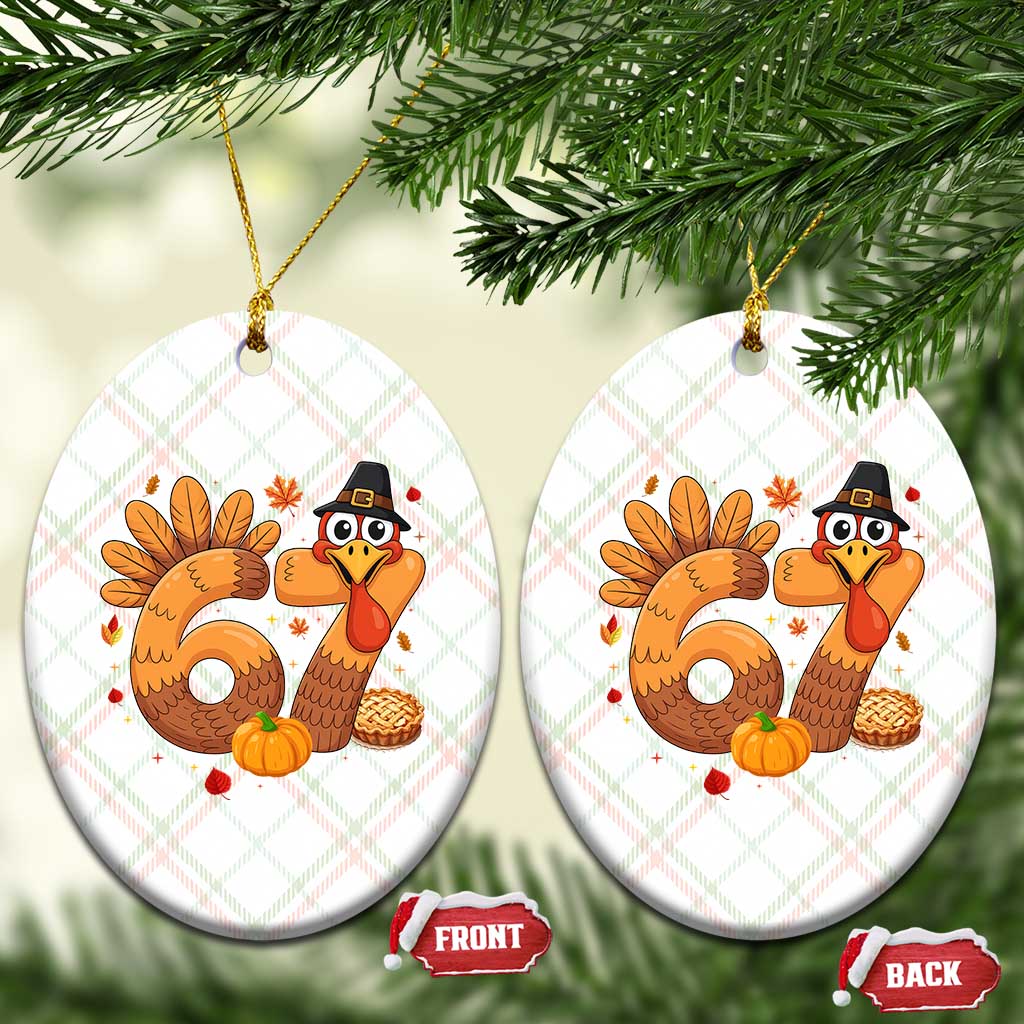 Funny Turkey Six And Seven Meme Ceramic Ornament Thanksgiving Gift - Wonder Print Shop
