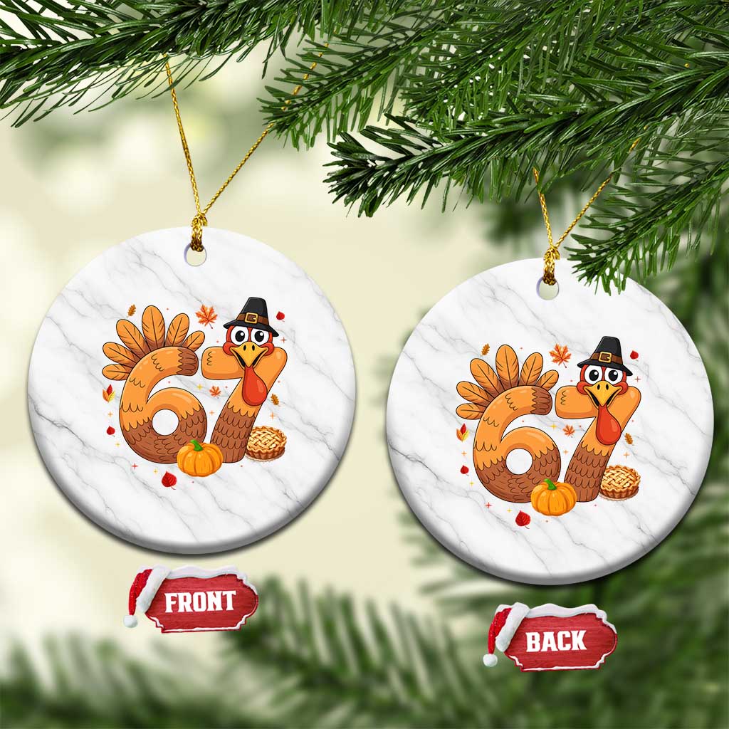 Funny Turkey Six And Seven Meme Ceramic Ornament Thanksgiving Gift - Wonder Print Shop