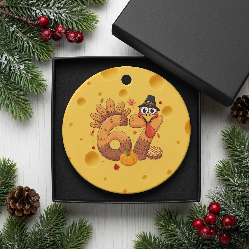 Funny Turkey Six And Seven Meme Ceramic Ornament Thanksgiving Gift - Wonder Print Shop