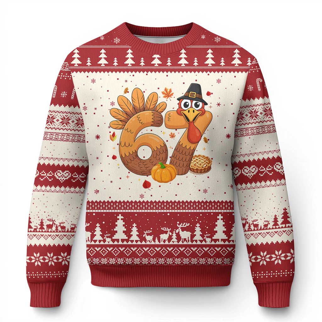 Funny Turkey Six And Seven Meme Ugly Christmas Sweater Thanksgiving Gift - Wonder Print Shop