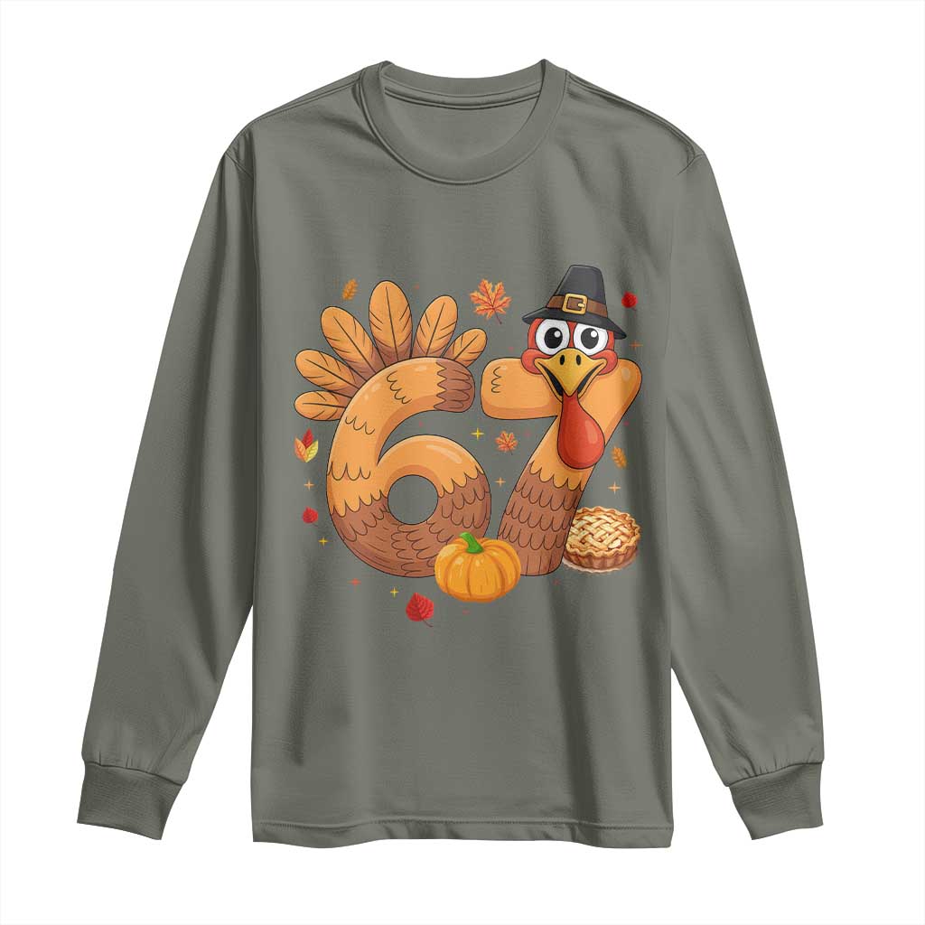 Funny Turkey Six And Seven Meme Long Sleeve Shirt Thanksgiving Gift - Wonder Print Shop