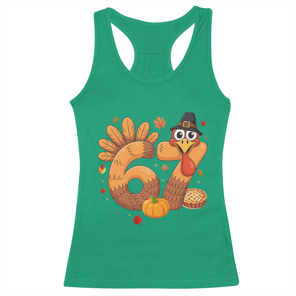 Funny Turkey Six And Seven Meme Racerback Tank Top Thanksgiving Gift - Wonder Print Shop