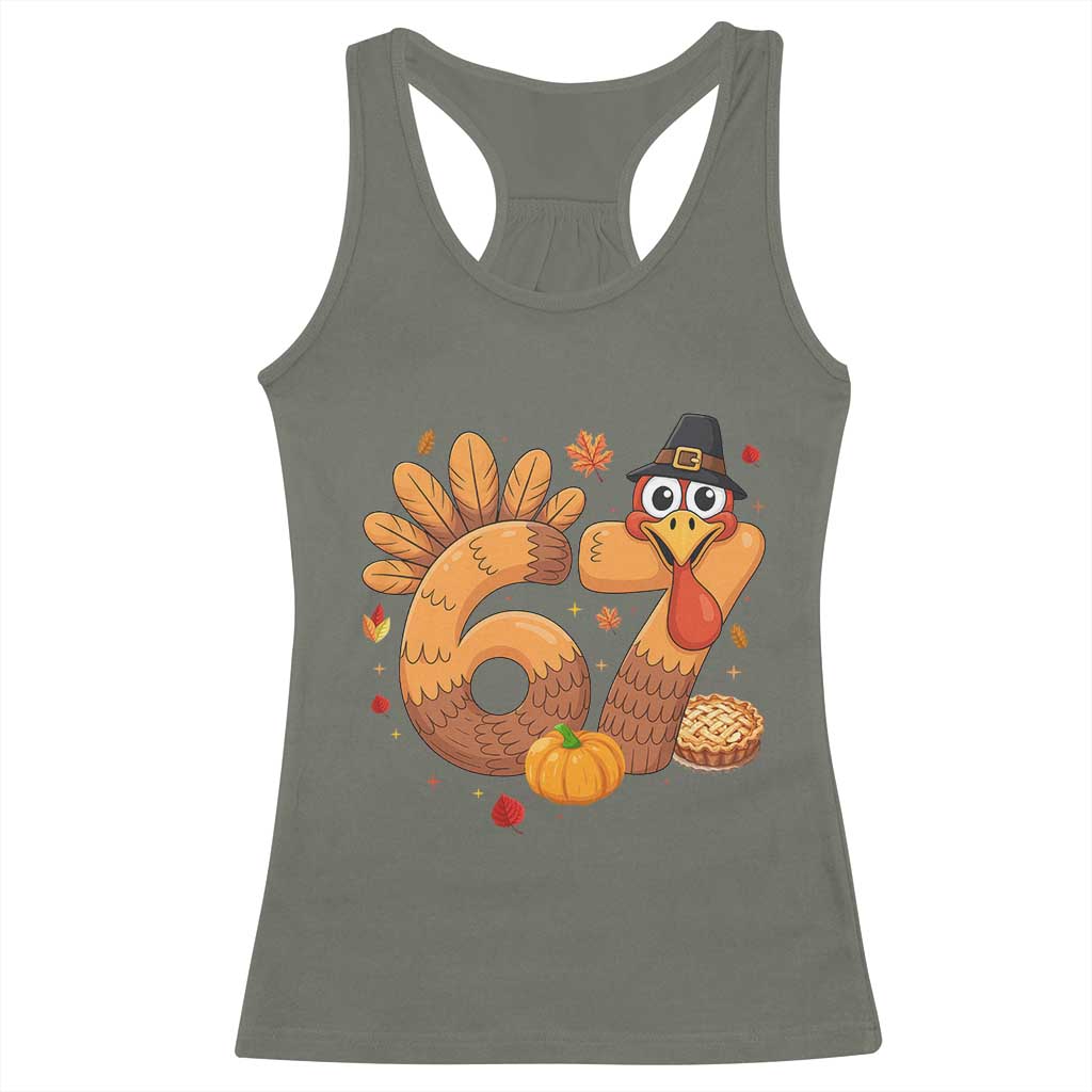 Funny Turkey Six And Seven Meme Racerback Tank Top Thanksgiving Gift - Wonder Print Shop