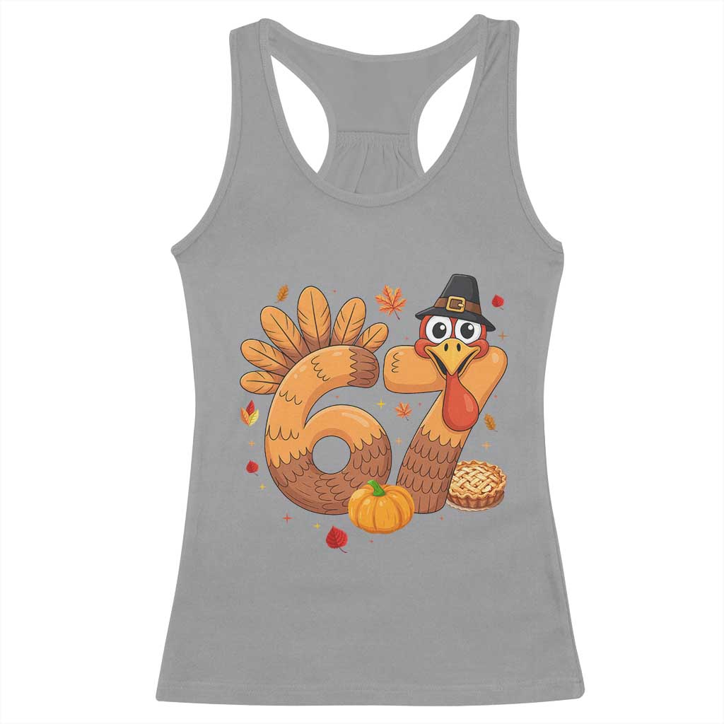 Funny Turkey Six And Seven Meme Racerback Tank Top Thanksgiving Gift - Wonder Print Shop