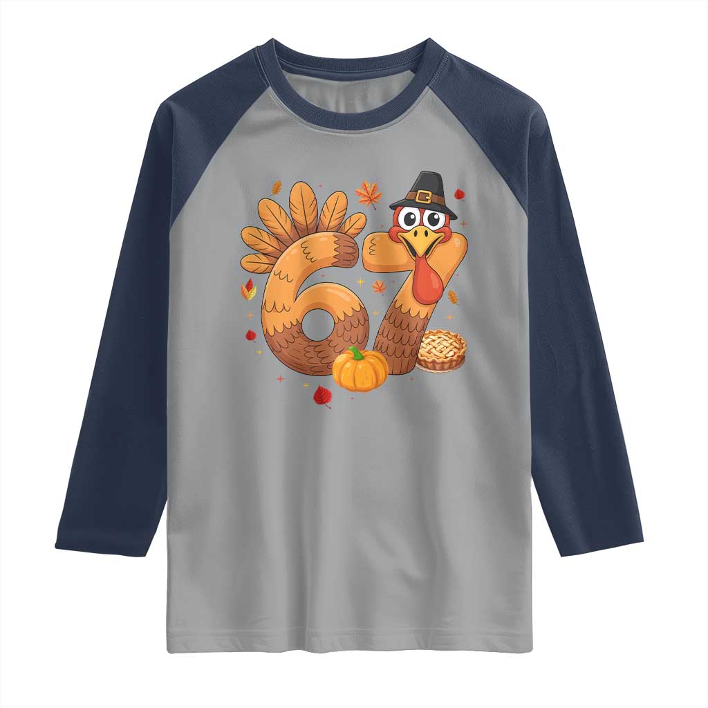 Funny Turkey Six And Seven Meme Raglan Shirt Thanksgiving Gift - Wonder Print Shop
