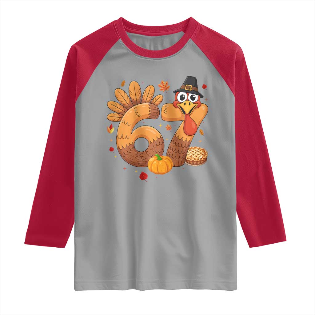 Funny Turkey Six And Seven Meme Raglan Shirt Thanksgiving Gift - Wonder Print Shop