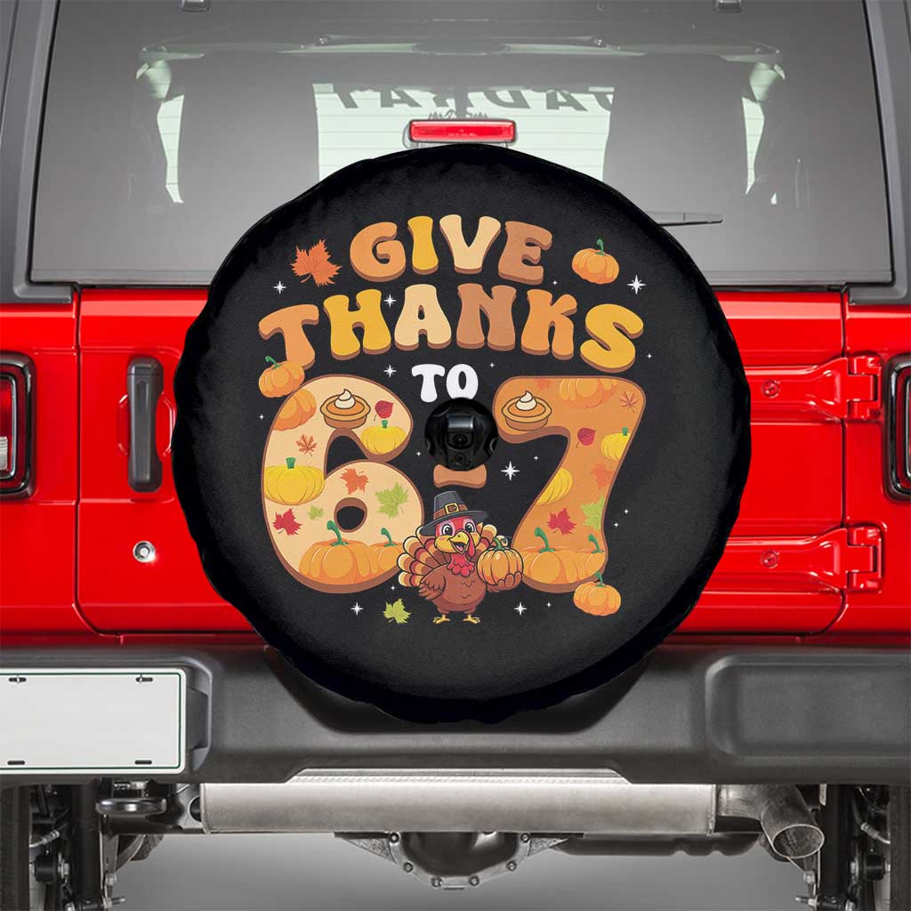 Give Thanks To 67 Spare Tire Cover Funny Brainrot Six Seven Meme Thanksgiving Gift - Wonder Print Shop