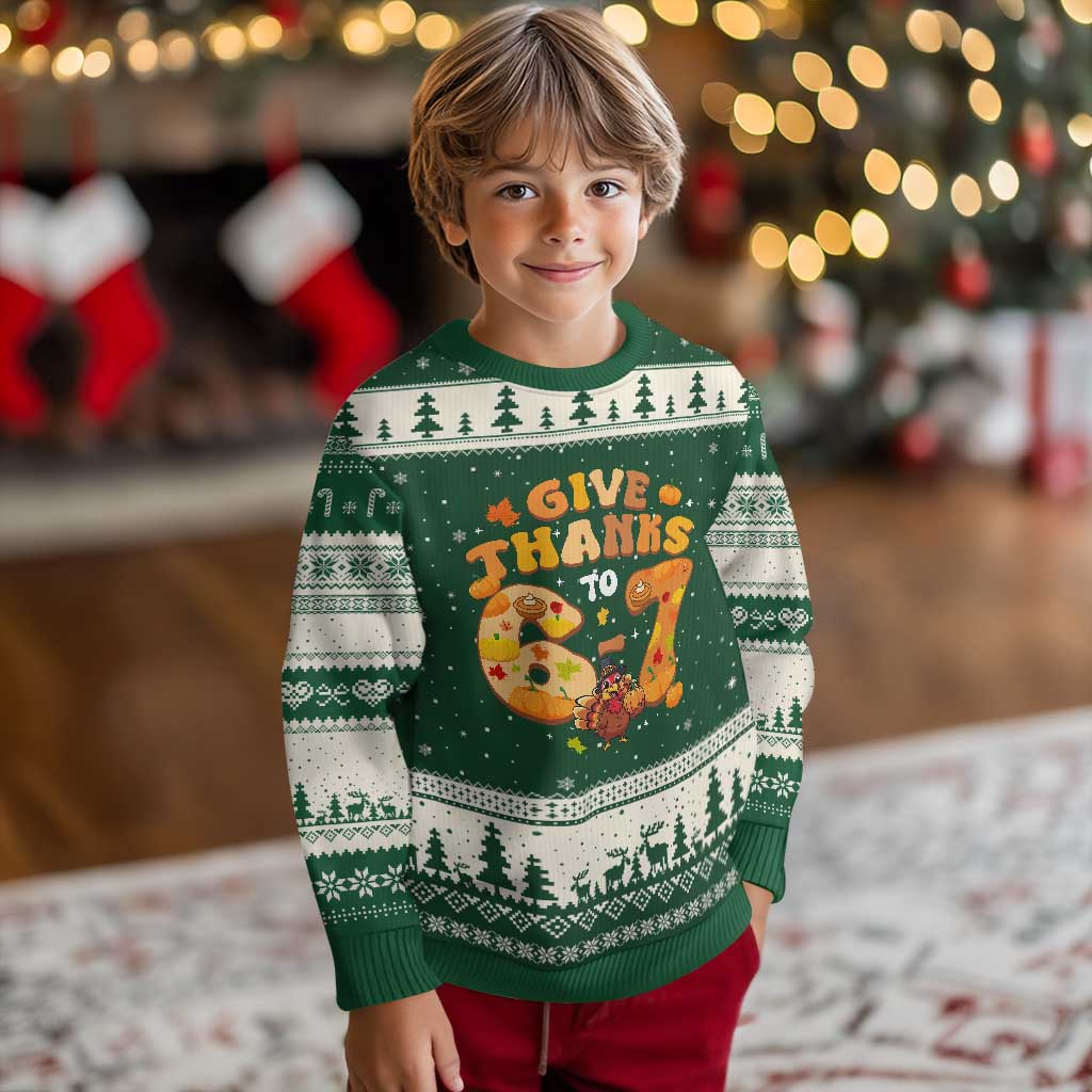 Give Thanks To 67 Ugly Christmas Sweater Funny Brainrot Six Seven Meme Thanksgiving Gift - Wonder Print Shop