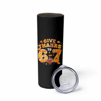 Give Thanks To 67 Skinny Tumbler Funny Brainrot Six Seven Meme Thanksgiving Gift - Wonder Print Shop