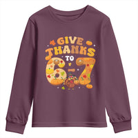 Give Thanks To 67 Youth Sweatshirt Funny Brainrot Six Seven Meme Thanksgiving Gift - Wonder Print Shop