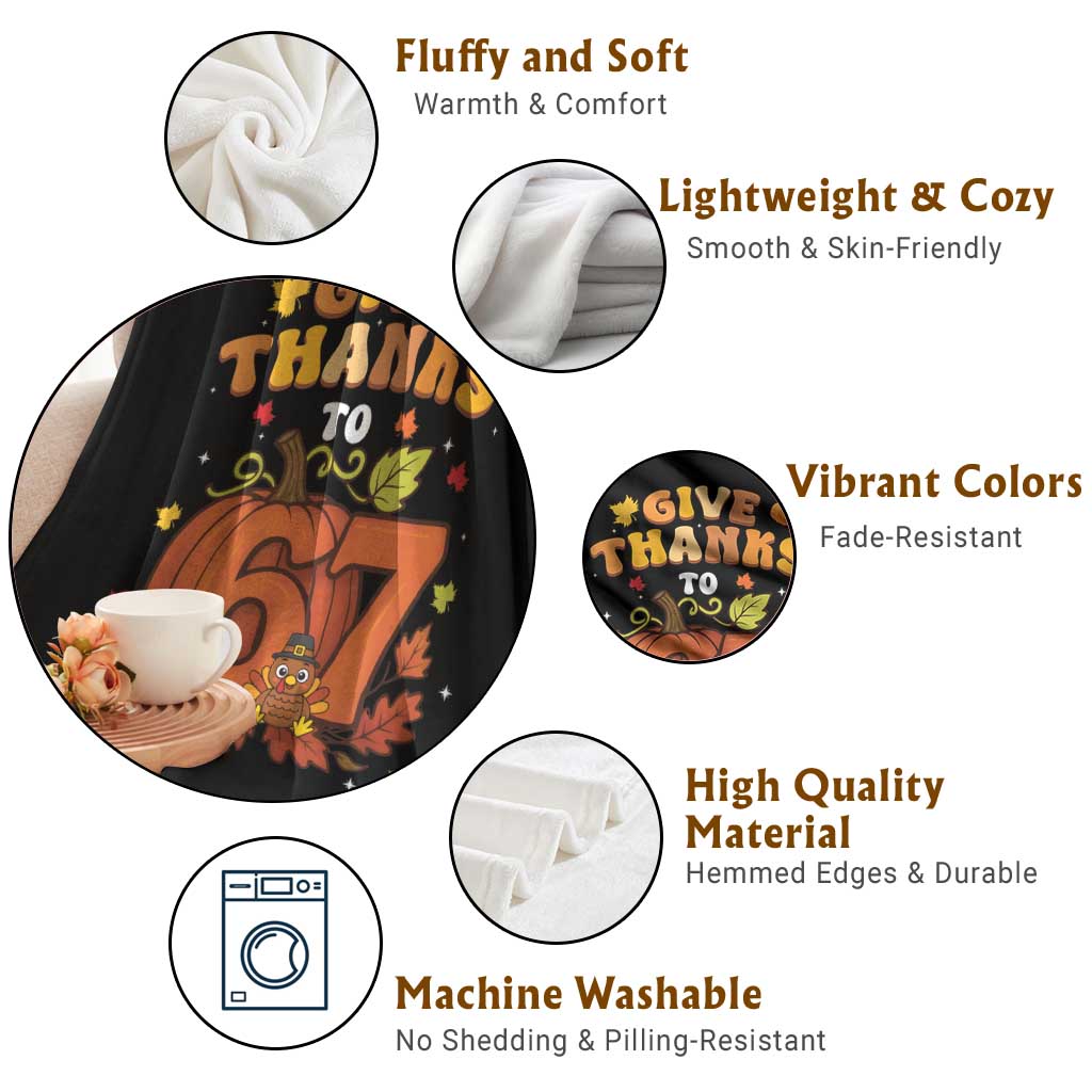 Thanksgiving Give Thanks To 67 Throw Blanket Funny Brainrot Meme Gift - Wonder Print Shop