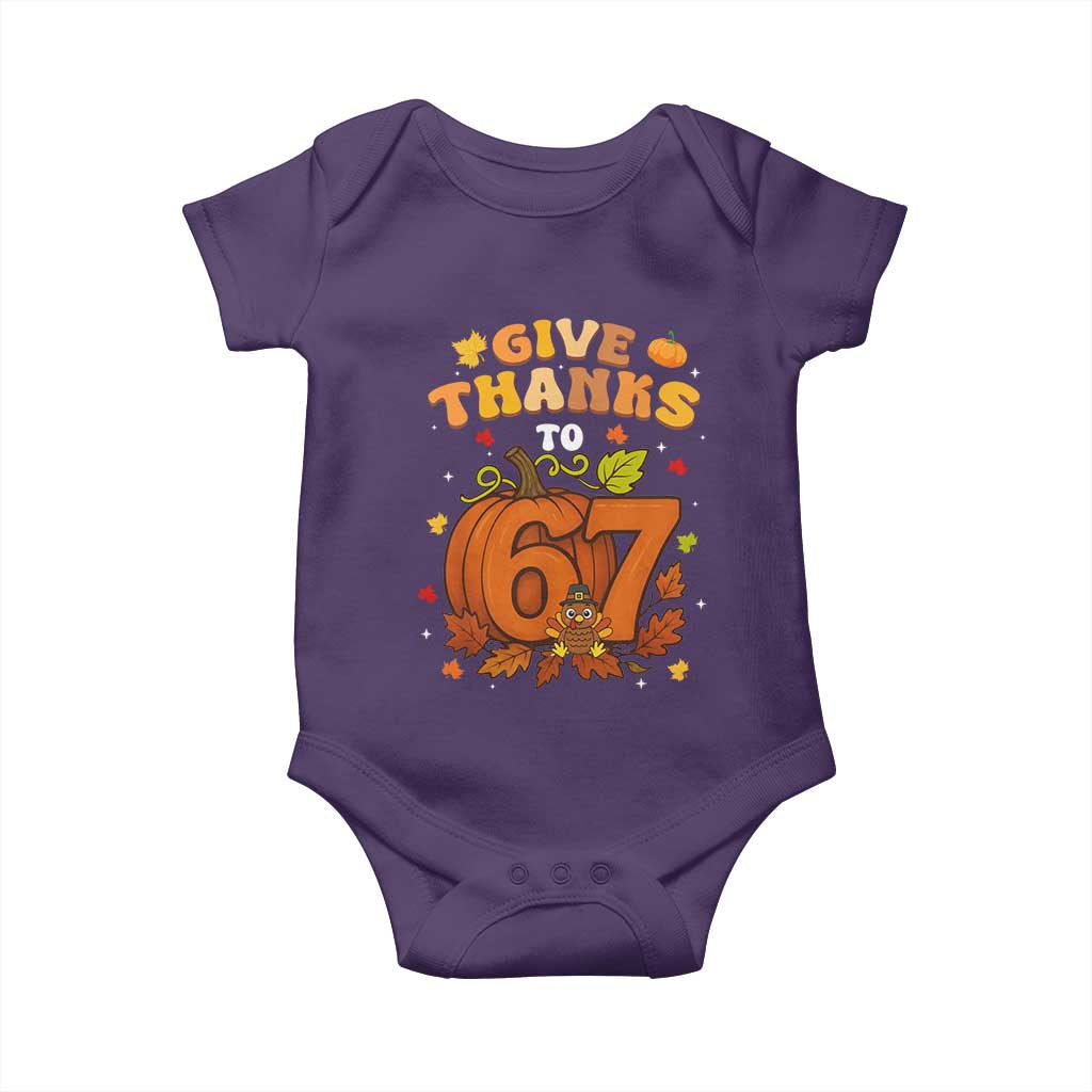 Thanksgiving Give Thanks To 67 Baby Onesie Funny Brainrot Meme Gift - Wonder Print Shop