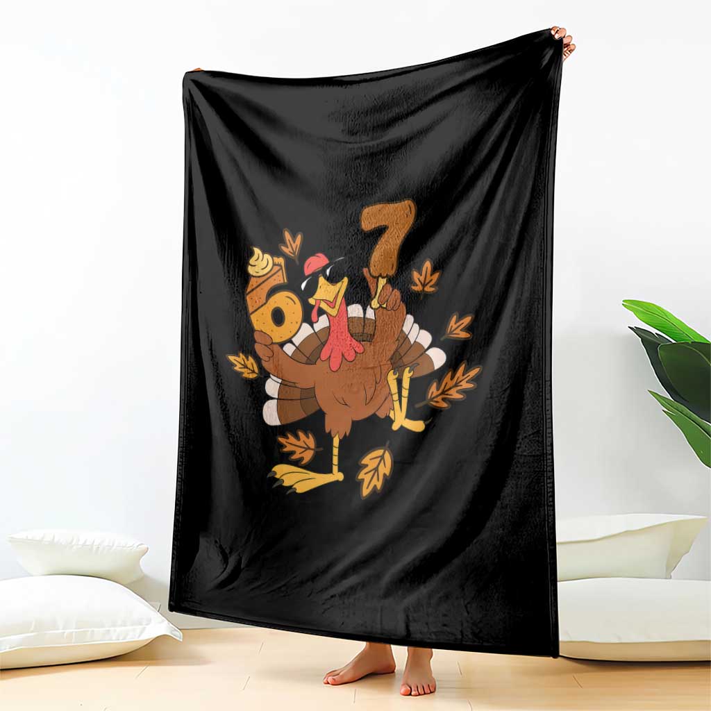 Trending Six Seven Meme Turkey Throw Blanket Funny Thanksgiving Gift - Wonder Print Shop