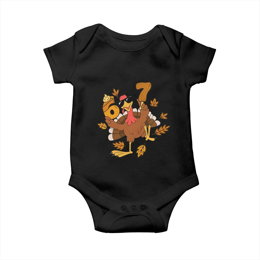 Trending Six Seven Meme Turkey Baby Onesie Funny Thanksgiving Gift - Wonder Print Shop