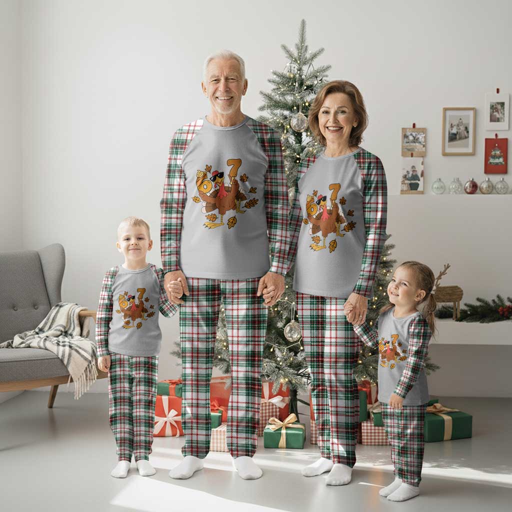 Trending Six Seven Meme Turkey Plaid Pajama Set Funny Thanksgiving Gift - Wonder Print Shop