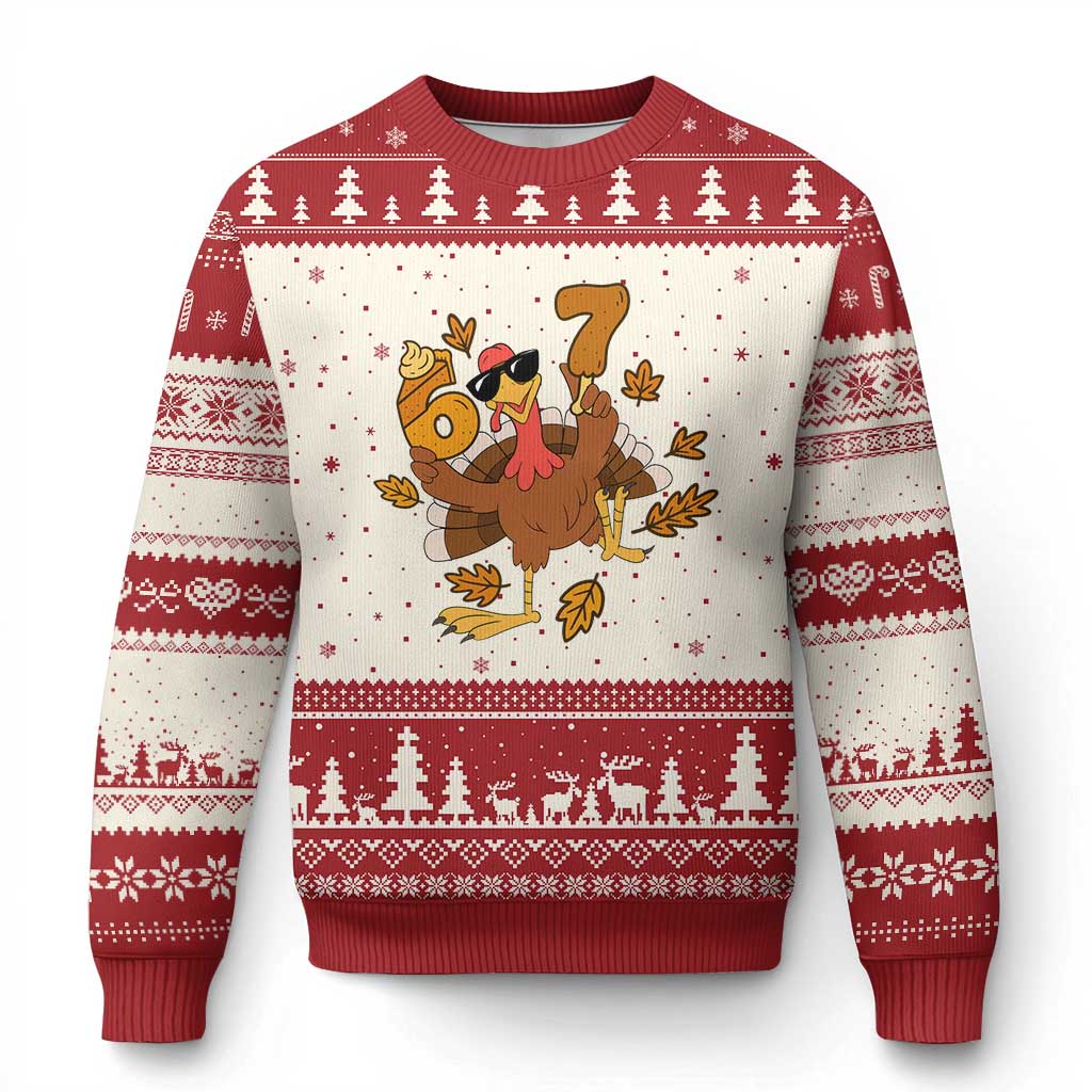 Trending Six Seven Meme Turkey Ugly Christmas Sweater Funny Thanksgiving Gift - Wonder Print Shop